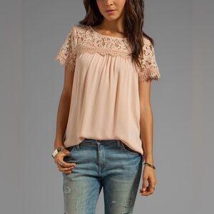 Ella Moss Victoria Blush Lace Crochet Romantic Top